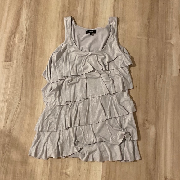 Express Silver Layered Ruffle Tunic - Picture 2 of 6